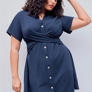 Chic Navy Button-Down Dress